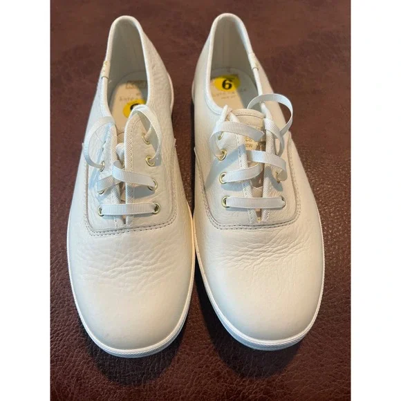NWOT Women's Keds x Kate Spade NY Champion Cream Tumbled Leather Shoe Sz 9 - Picture 5 of 9